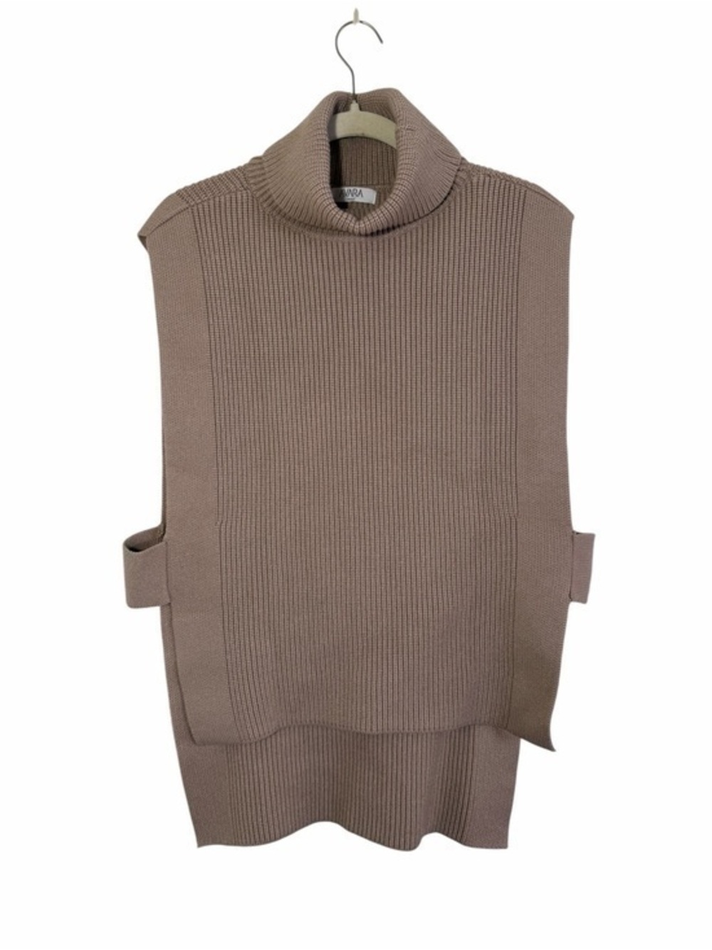 Avara Sweater Vest Small Brown Turtleneck Sleeveless Side Slit Knit Cozy - Picture 1 of 7